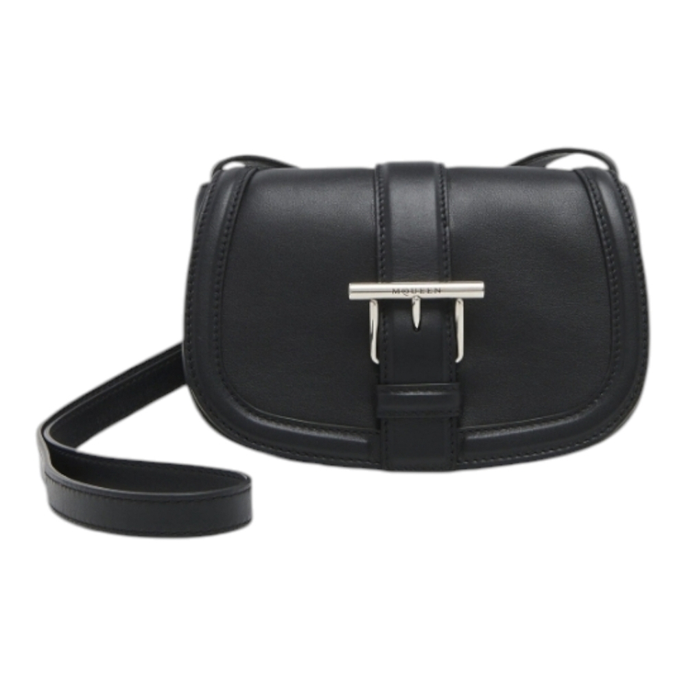 McQueen Mini T-Bar Satchel in Black MSRP $1390 Leather New In Box
